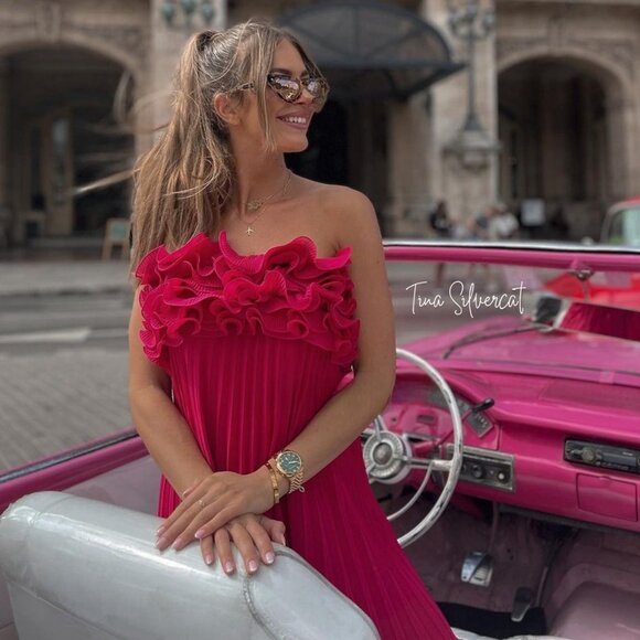 BLOGGER'S FAVE! Zara Pleated Ruffle Mini Dress Red NWT - Picture 10 of 16